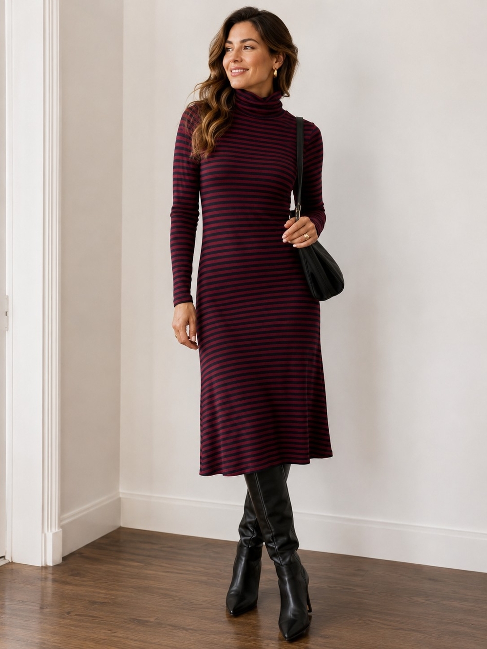 2/$35 Gap Fitted Turtleneck Midi Dress – Size Small